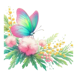 Colorful Butterfly on Floral Arrangement with Pink and Yellow Flowers