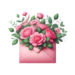Pink Floral Bouquet in Pink Envelope
