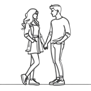 Black Line Art of Couple Holding Hands