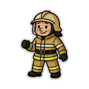 Cartoon Firefighter in Safety Gear