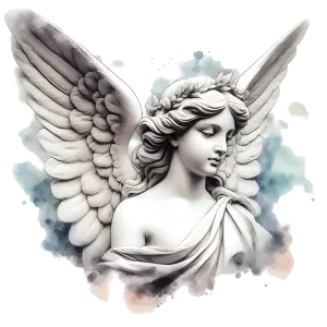 Classical Angel Sculpture Bust with Wings and Laurel Wreath