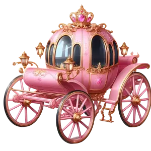 Pink Fairytale Princess Carriage with Gold Details