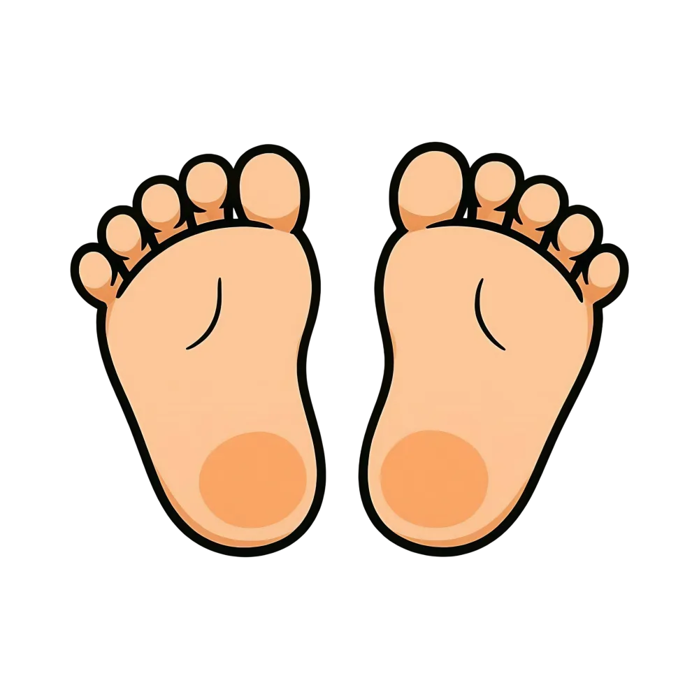 Cartoon Illustration of Pair of Bare Feet with Toes