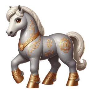 Decorative Gray Horse Figurine with Gold Accents