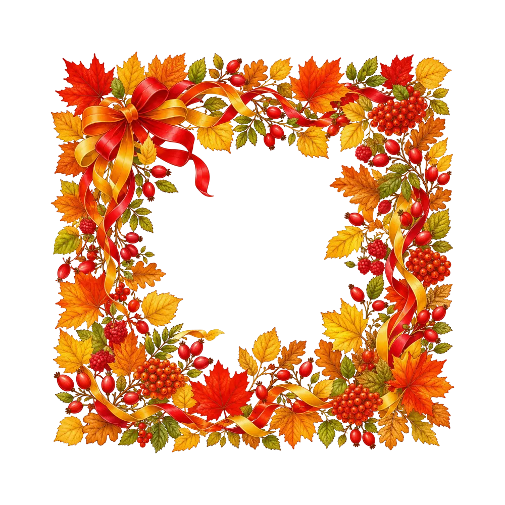 Autumn Leaves and Ribbon Decorative Frame