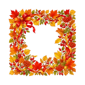 Autumn Leaves and Ribbon Decorative Frame