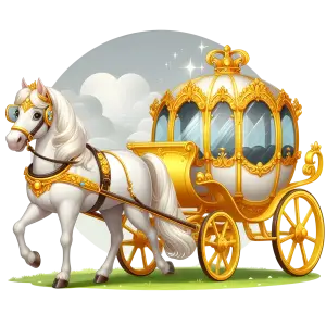 White Horse Pulling Luxurious Golden Royal Carriage