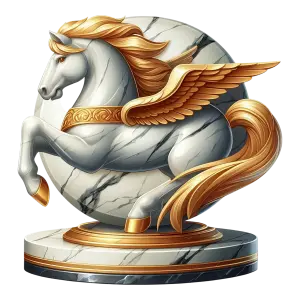 Marble Pegasus Statue with Gold Accents