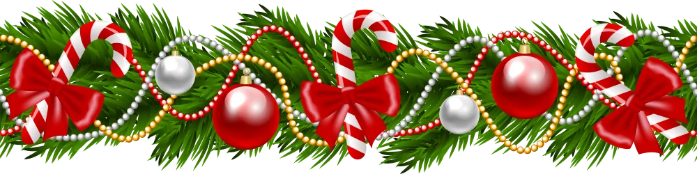 Christmas Garland with Candy Canes, Red Bows, and Baubles