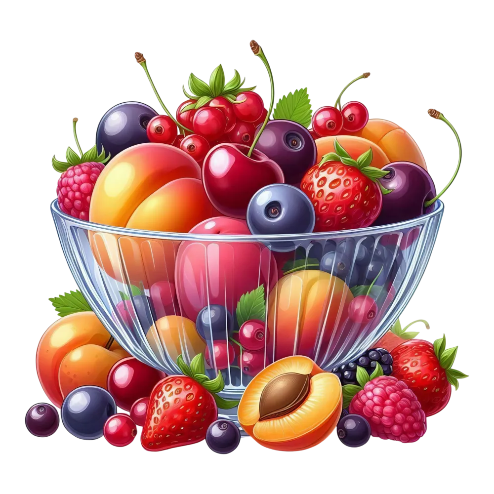 Fresh Mixed Fruits in Clear Glass Bowl