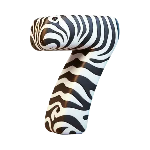 Number 7 in Zebra Pattern 3D Design