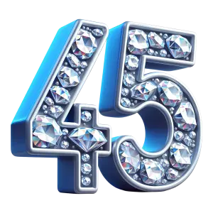 3D Number 45 with Diamond Embellishments