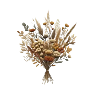 Dried Wildflower and Wheat Bouquet in Earth Tones