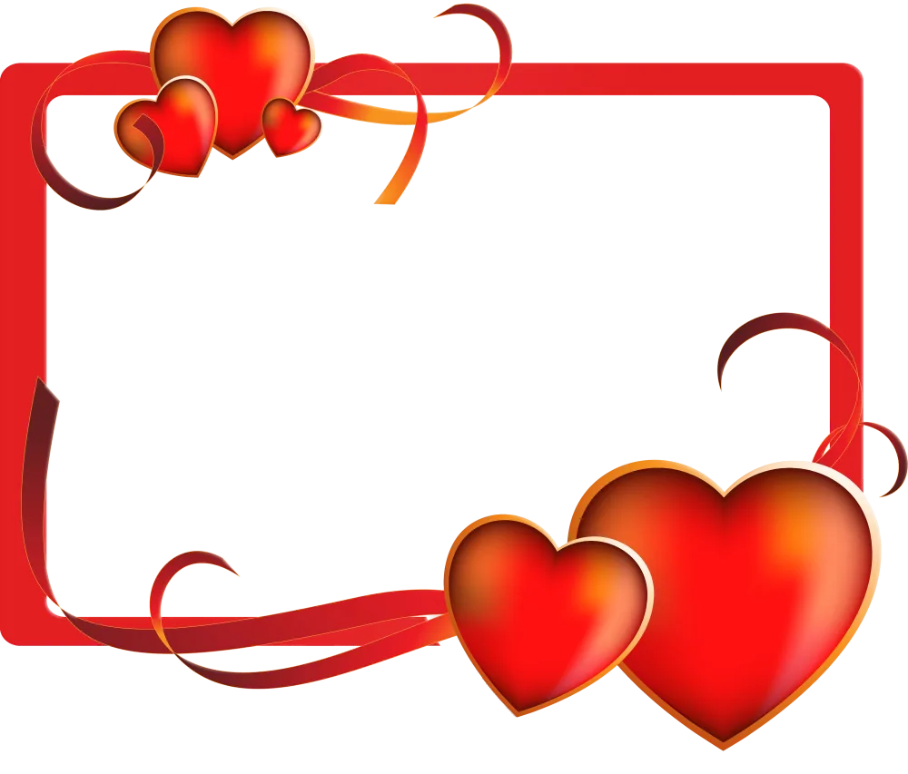 Red Valentine Heart Frame with Decorative Ribbons