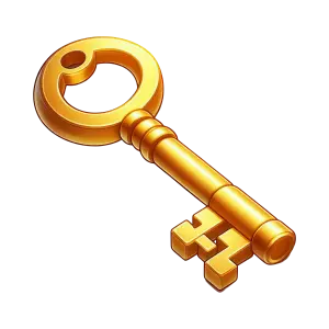 Golden Vintage Key with Round Handle