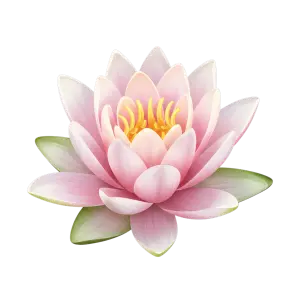Pink Lotus Flower Illustration with Yellow Stamen