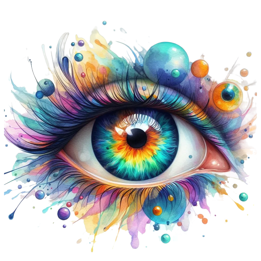 Colorful Abstract Eye with Watercolor Effects