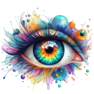 Colorful Abstract Eye with Watercolor Effects