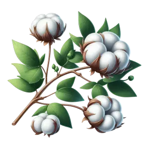 Cotton Plant Branch with White Cotton Bolls
