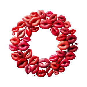Kisses Lip Print Circle on Transparent Background