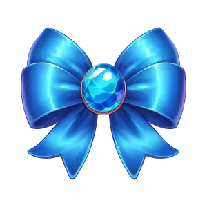 Shiny Blue Ribbon Bow with Gemstone Center