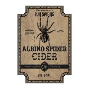 Albino Spider Cider Vintage Label with Spider Illustration