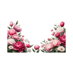 Pink and Red Peony Flower Corner Frame