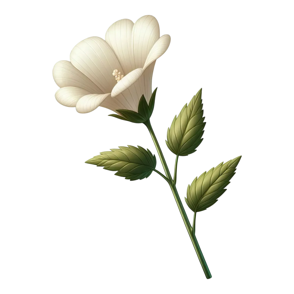 White Bell Flower with Green Leaves