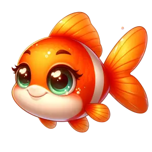 Cute Cartoon Goldfish with Big Eyes