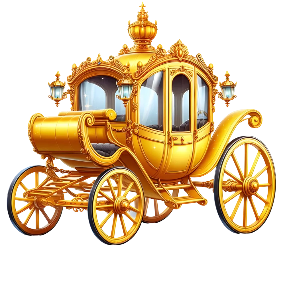 Golden Royal Horse Carriage with Lamps