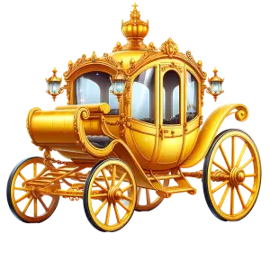 Golden Royal Horse Carriage with Lamps