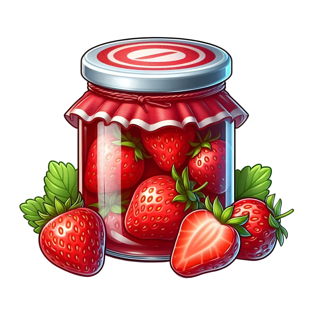 Glass Jar of Fresh Strawberry Jam with Strawberries