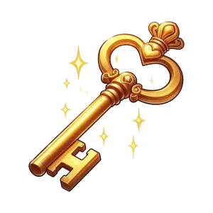 Golden Sparkling Vintage Skeleton Key with Heart Design