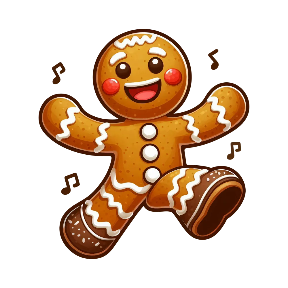 Dancing Happy Gingerbread Man Cookie Illustration