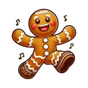 Dancing Happy Gingerbread Man Cookie Illustration
