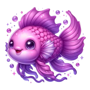 Cute Purple Fantasy Goldfish with Big Eyes