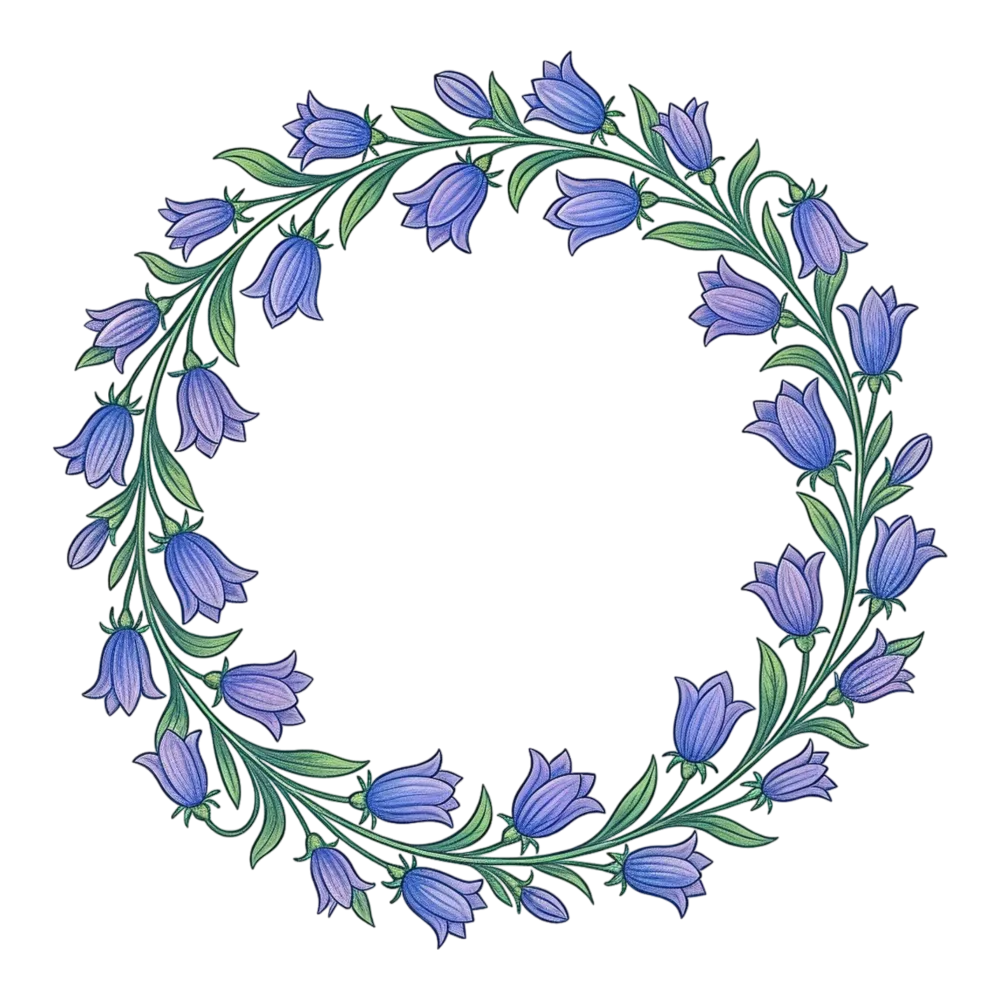 Bluebell Flower Wreath Illustration