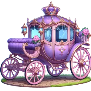 Ornate Vintage Royal Purple Carriage with Floral Decorations