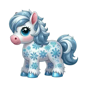 Cute Winter Snowflake Pony Cartoon
