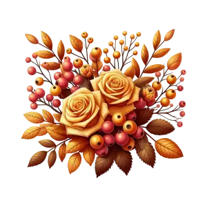 Autumn Bouquet with Yellow Roses and Orange Berries