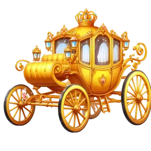 Golden Royal Carriage with Crown and Lamps