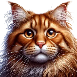 Close-Up Portrait of Maine Coon Cat with Golden Eyes