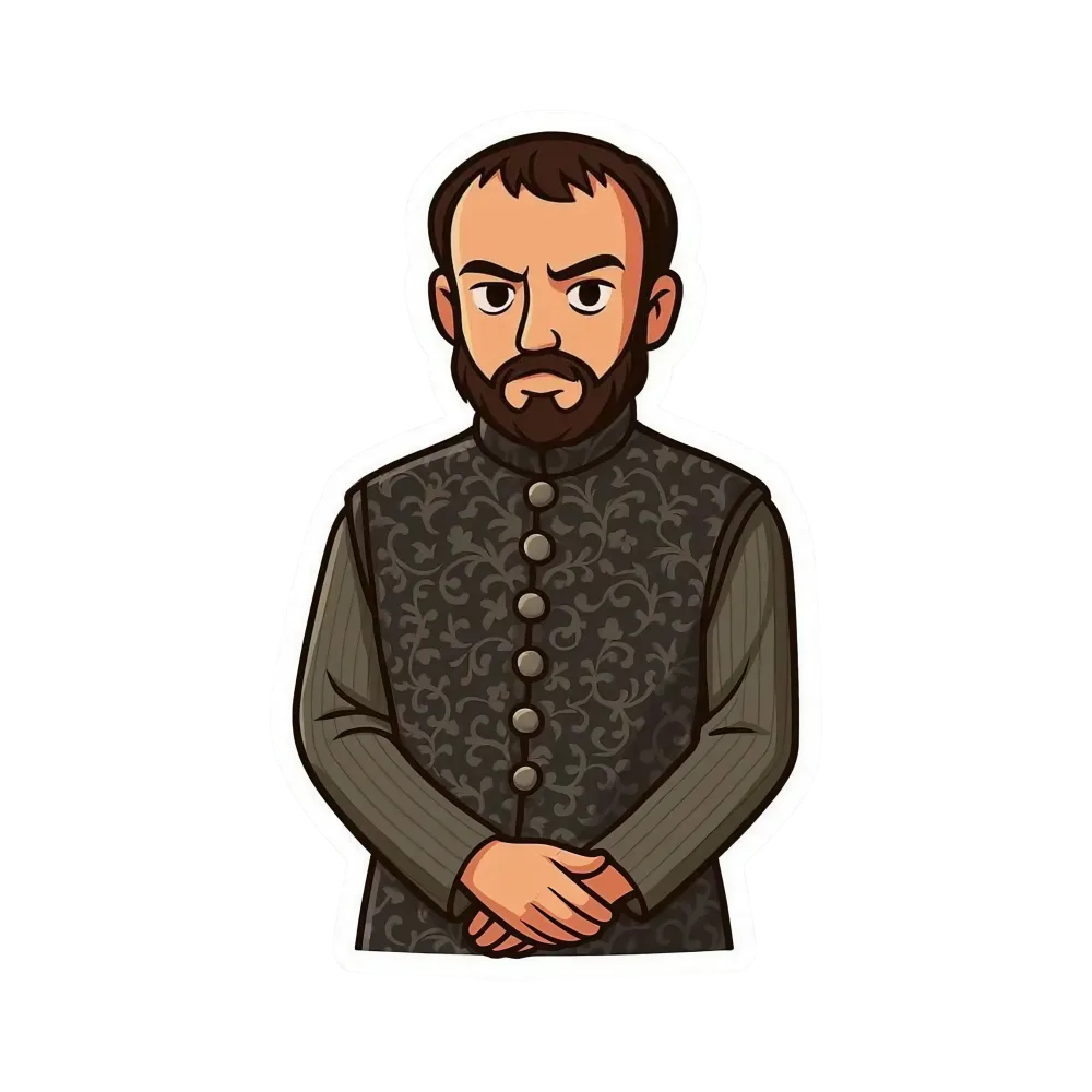 Medieval Man Wearing Ornate Vest Illustration