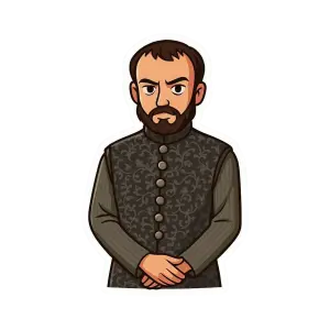 Medieval Man Wearing Ornate Vest Illustration
