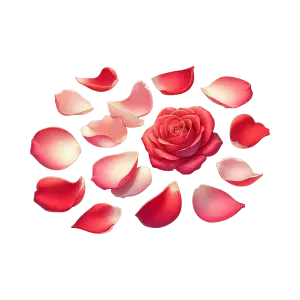 Red Rose with Scattered Petals