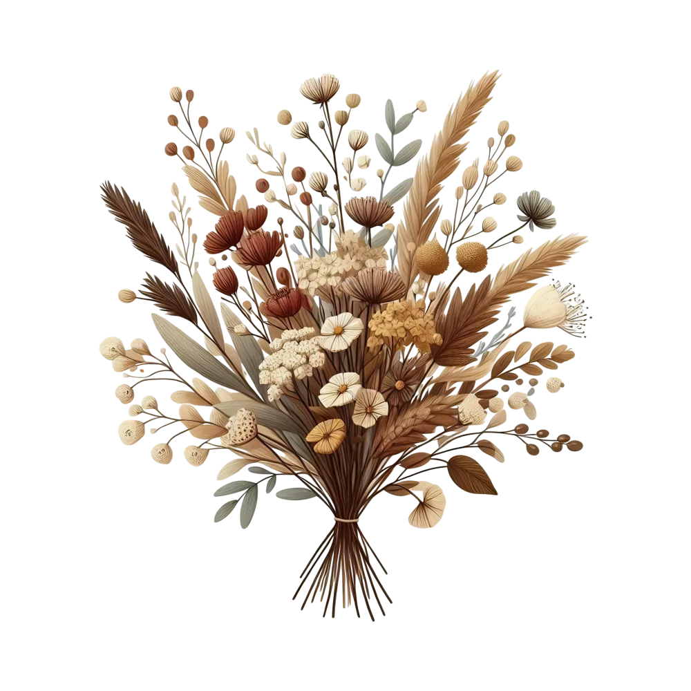 Rustic Dried Flower Bouquet with Natural Tones