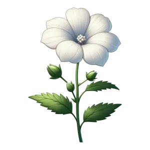 White Petaled Flower with Green Leaves Illustration