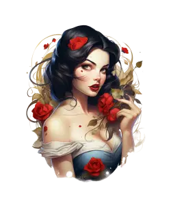 Artistic Portrait of Woman with Black Hair and Red Roses