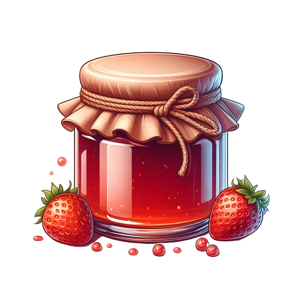 Jar of Strawberry Jam with Fresh Strawberries