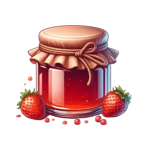 Jar of Strawberry Jam with Fresh Strawberries
